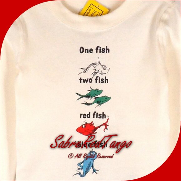 NWT Hanna Andersson Organic Long Johns Pajamas Dr Seuss 1 Fish 2 Fish 100 4T 4 - Picture 2 of 7